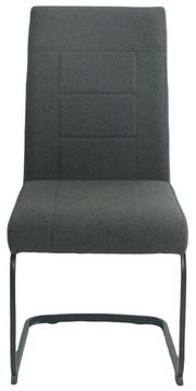 Moderner Schwingstuhl in dunklem Stoffbezug, Vorderansicht