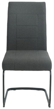 Moderner Schwingstuhl in dunklem Stoffbezug, Vorderansicht