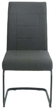 Moderner Schwingstuhl in dunklem Stoffbezug, Vorderansicht