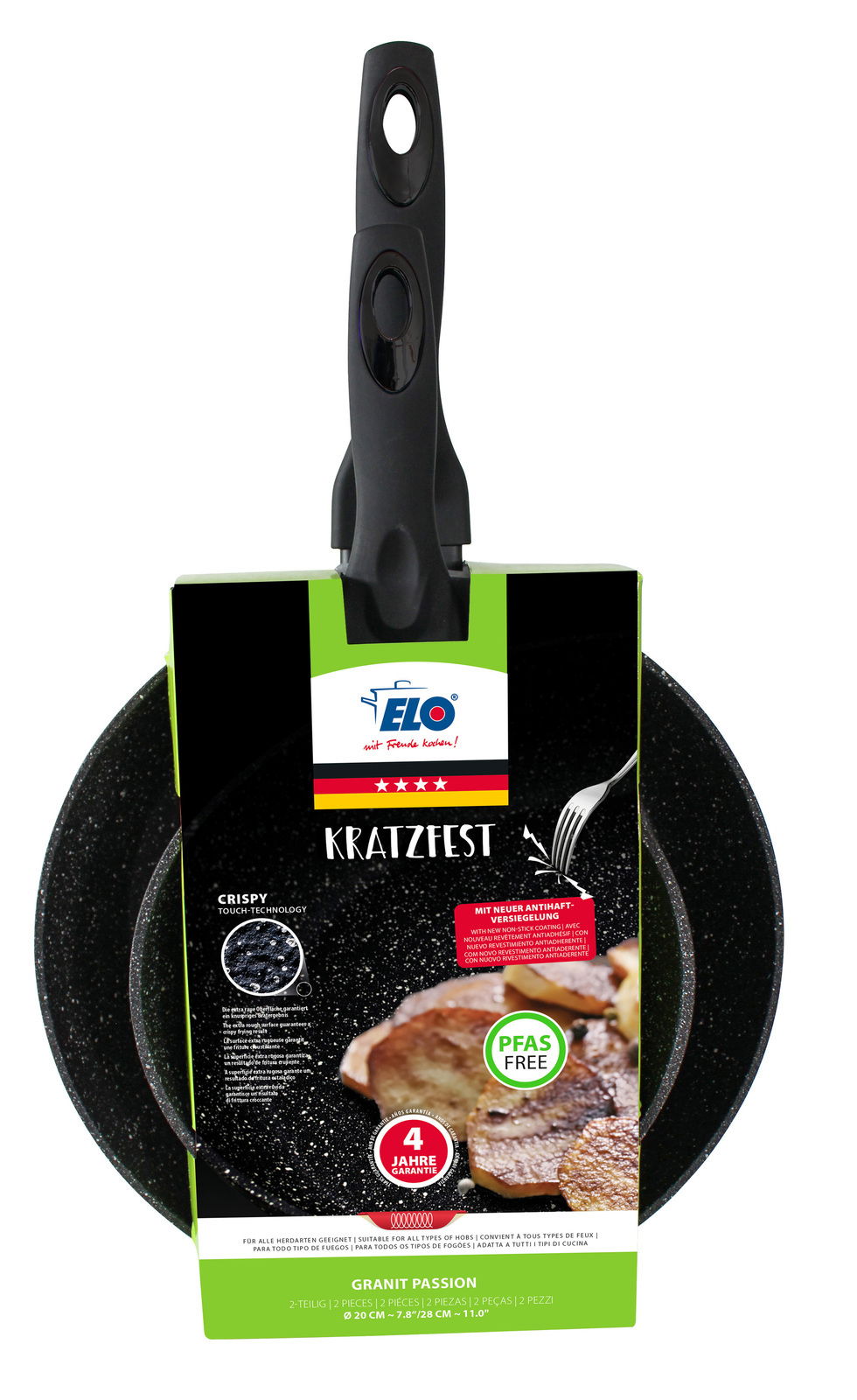 ELO Pfannenset Granit Passion, kratzfest, mit Antihaftversiegelung, 2-teilig, Vorderansicht