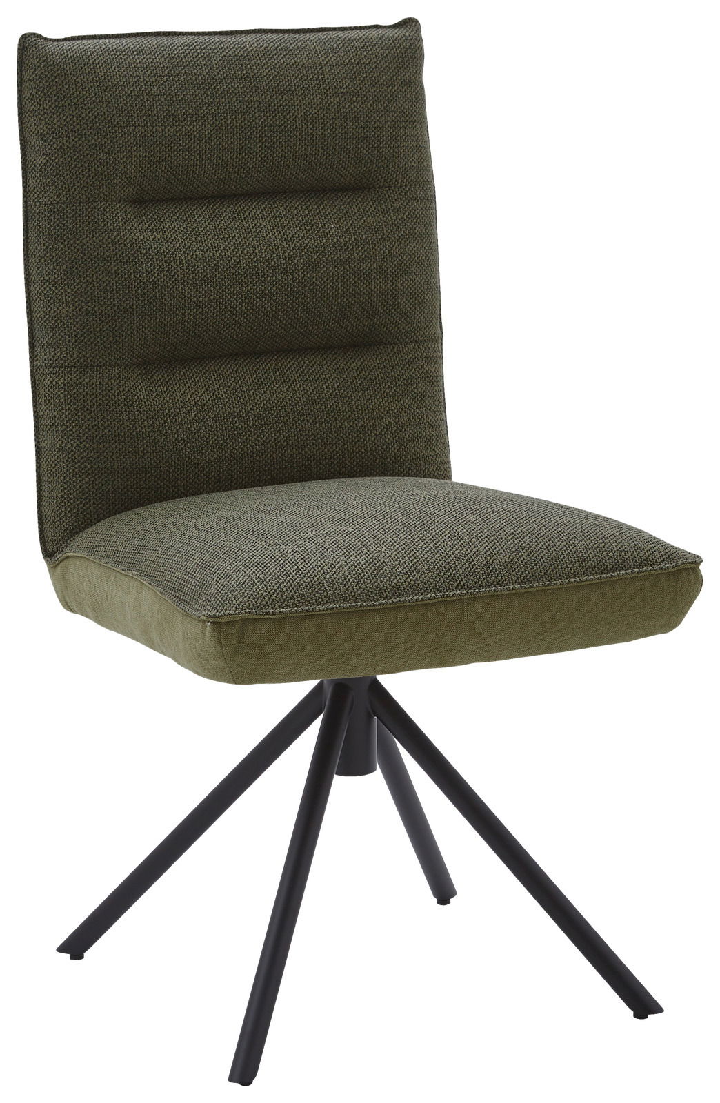 Dieter Knoll Stuhl ABANO Moderner Stuhl mit olivgrünem Stoffbezug und schwarzem Metallgestell, seitliche Perspektive