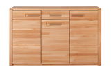 Frontansicht eines XL-Schuhschranks aus Holz mit mehreren Schubladen und Türen.