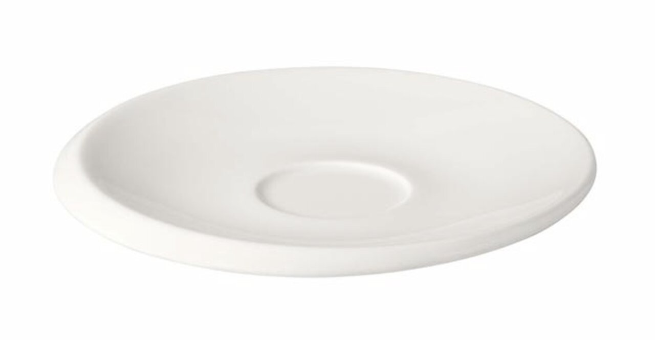 Weiße Espressountertasse NewMoon in seitlicher Perspektive