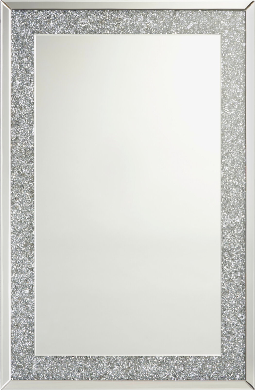 Rechteckiger Spiegel mit glitzerndem Rahmen, frontal betrachtet
