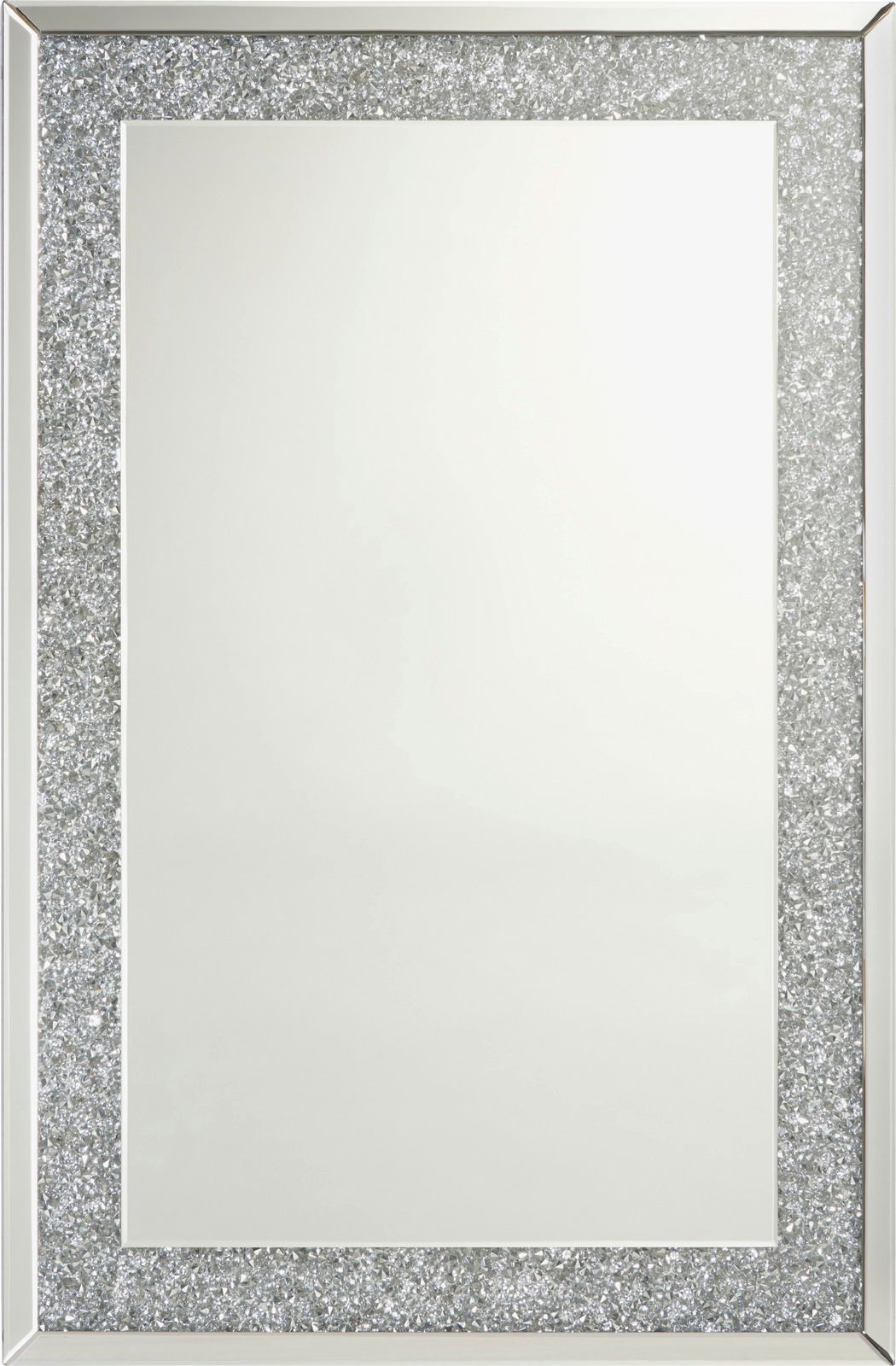 Rechteckiger Spiegel mit glitzerndem Rahmen, frontal betrachtet