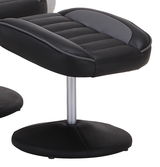 Schwarzer Fernsehsessel mit Hocker, seitliche Perspektive