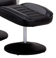 Schwarzer Fernsehsessel mit Hocker, seitliche Perspektive