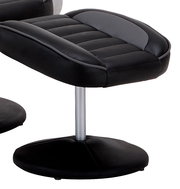 Schwarzer Fernsehsessel mit Hocker, seitliche Perspektive