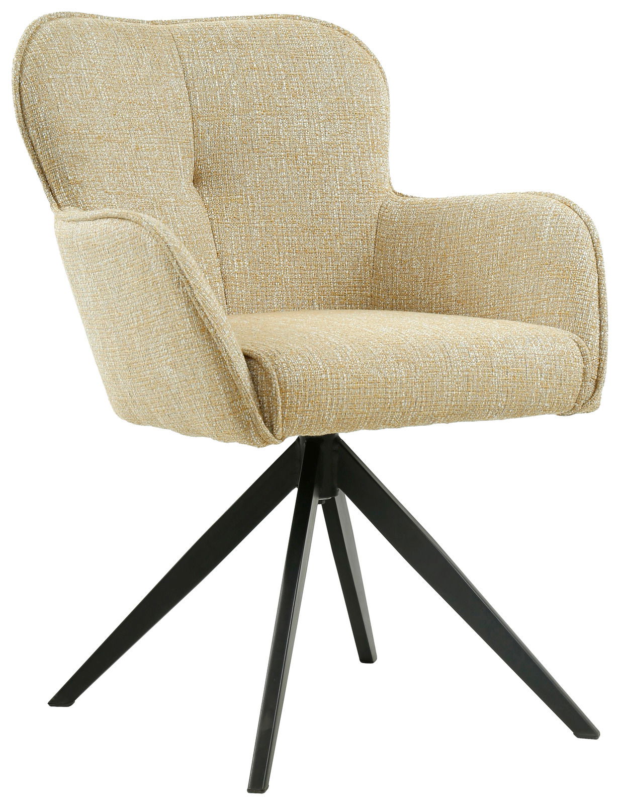 Novel Armlehnstuhl BOUNTY Beiger Armlehnstuhl mit schwarzem Metallgestell, seitliche Perspektive
