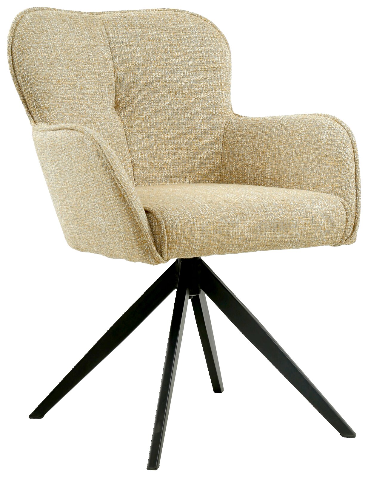 Novel Fauteuil BOUNTY Beige fauteuil met zwart metalen frame, zijaanzicht