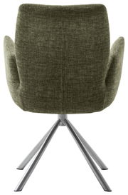 Rückansicht eines grünen Sessels mit Metallbeinen