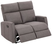 Graues 2-Sitzer-Sofa mit verstellbaren Rückenlehnen und Fußstützen, seitliche Perspektive