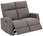 Graues 2-Sitzer-Sofa mit verstellbaren Rückenlehnen und Fußstützen, seitliche Perspektive