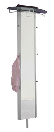 Moderne Garderobe mit Spiegel, Haken und Ablage, seitliche Perspektive