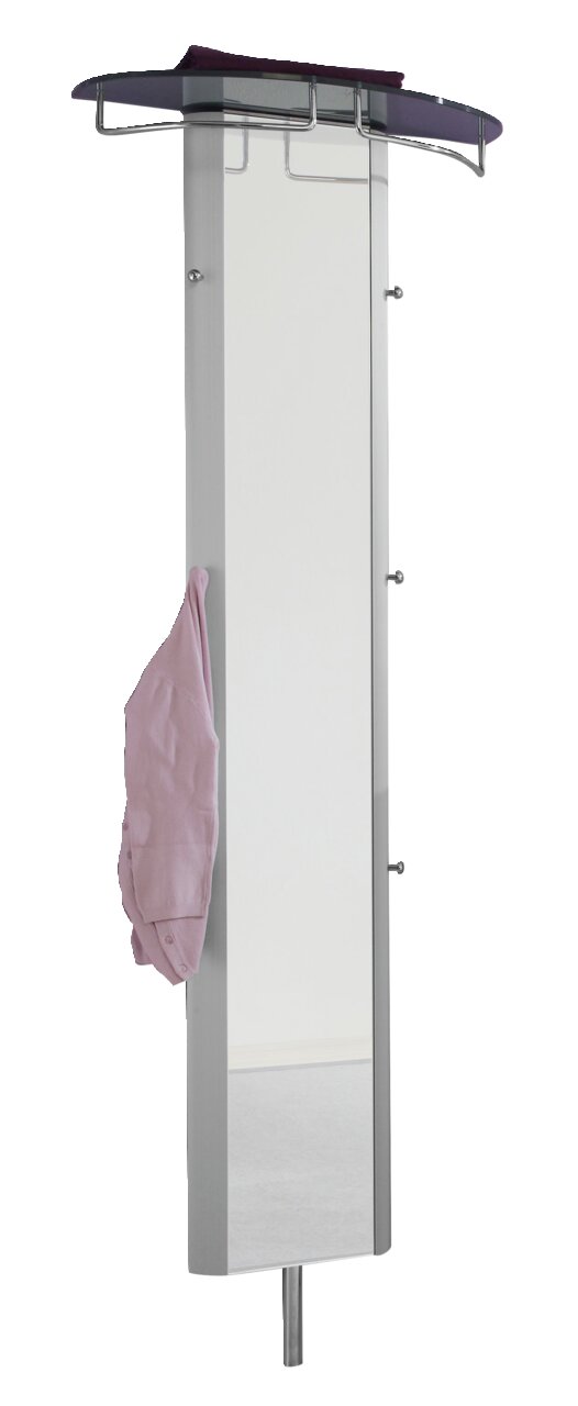 Moderano Garderobe MILANO Moderne Garderobe mit Spiegel, Haken und Ablage, seitliche Perspektive