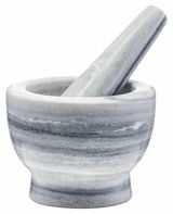 Mörser & Stößel-Set aus Marmor in seitlicher Perspektive