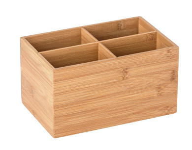 Bambus Box Terra mit 4 Fächern, seitliche Perspektive