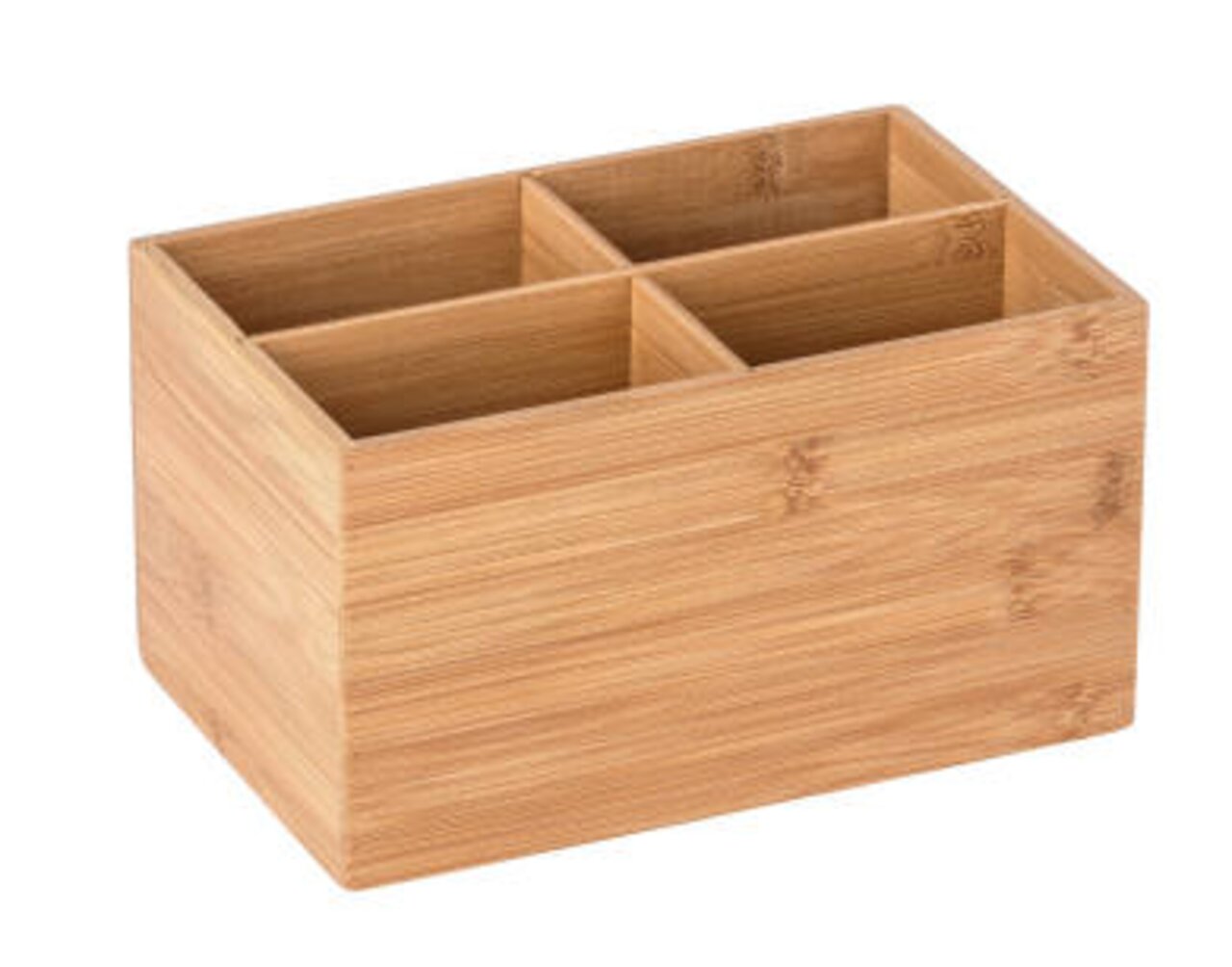 Bambus Box Terra mit 4 Fächern, seitliche Perspektive
