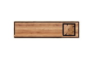Langes rechteckiges Sideboard/Lowboard aus hellem Holz mit schwarzem Rahmen und quadratischem Akzent rechts, frontale Ansicht vor weißem Hintergrund