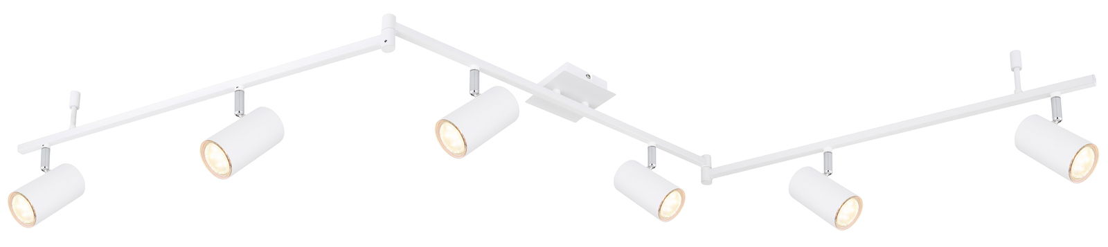 Globo Lighting Strahler ROBBY Moderner weißer Deckenstrahler mit sechs verstellbaren Leuchten, seitliche Perspektive