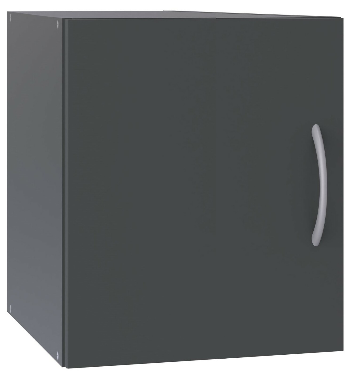 XORA Aufsatz T40 MULTIRAUMKONZEPT Schwarzer Schrankaufsatz mit silbernem Griff, seitliche Perspektive