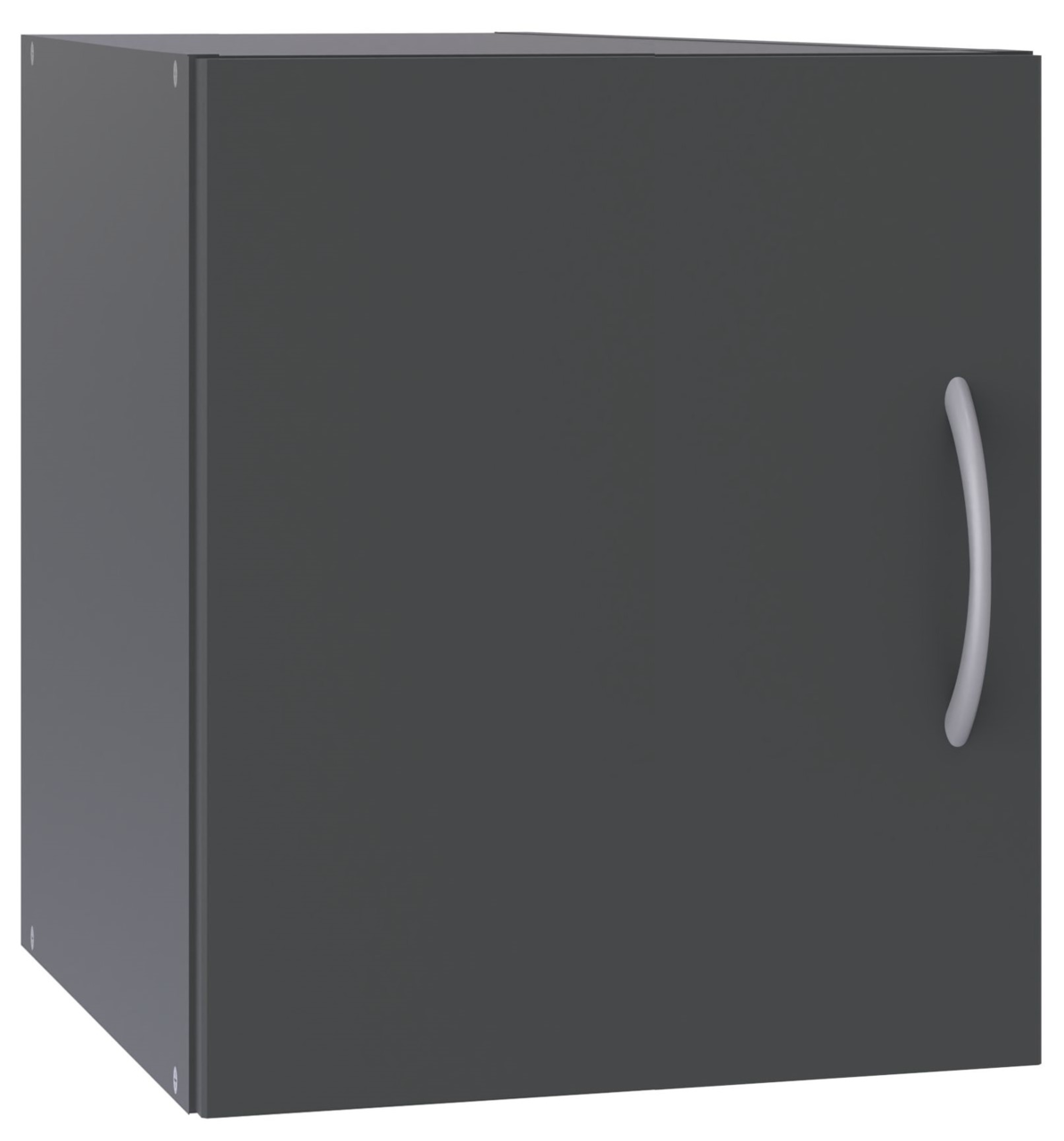 XORA Aufsatz T40 MULTIRAUMKONZEPT Schwarzer Schrankaufsatz mit silbernem Griff, seitliche Perspektive