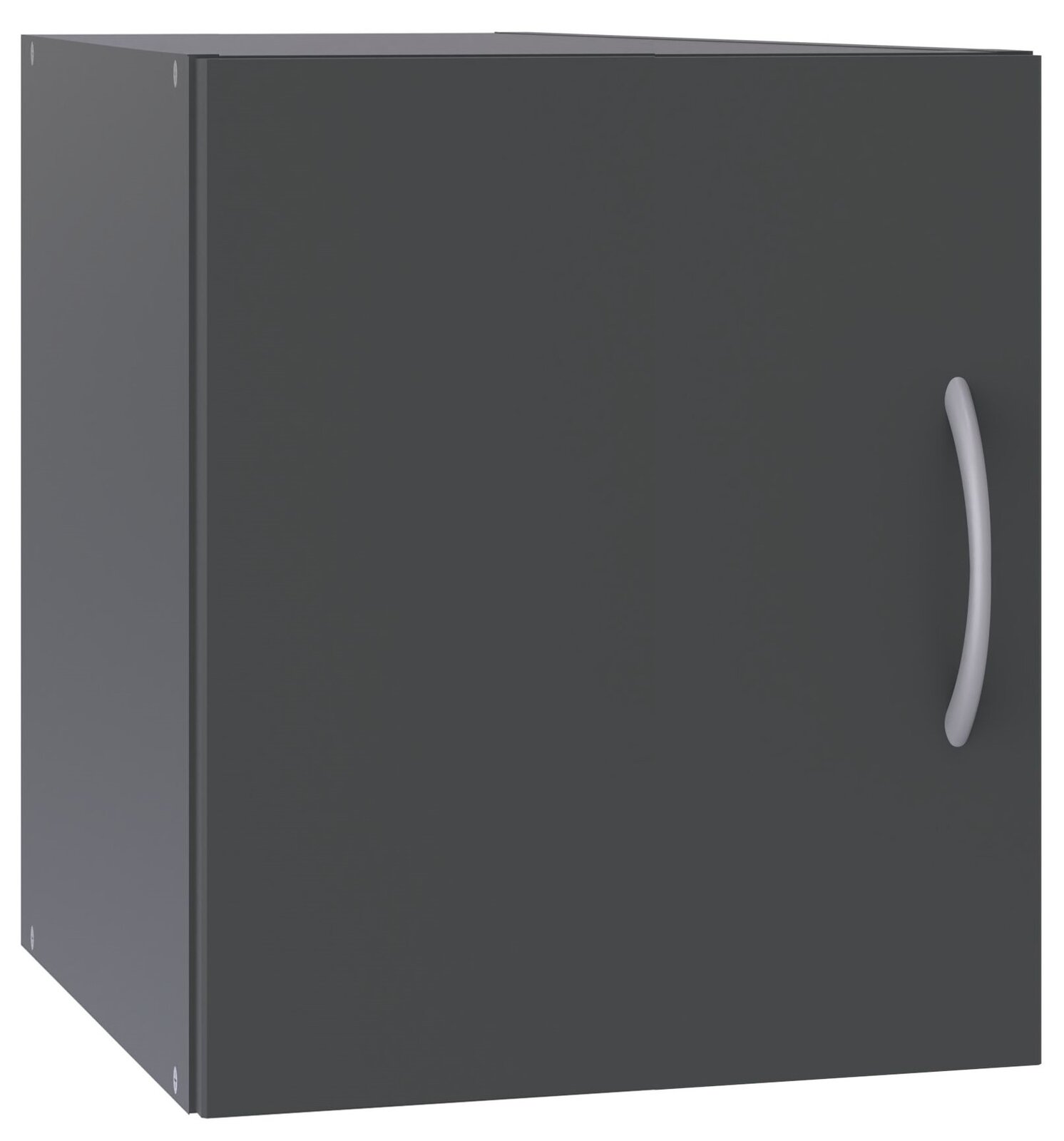 XORA Aufsatz T40 MULTIRAUMKONZEPT Schwarzer Schrankaufsatz mit silbernem Griff, seitliche Perspektive