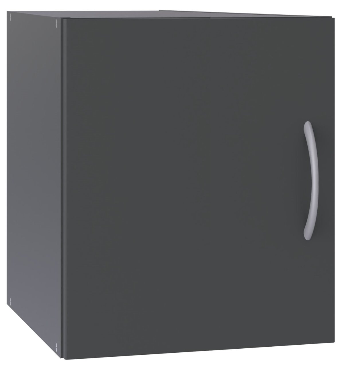 XORA Aufsatz T40 MULTIRAUMKONZEPT Schwarzer Schrankaufsatz mit silbernem Griff, seitliche Perspektive