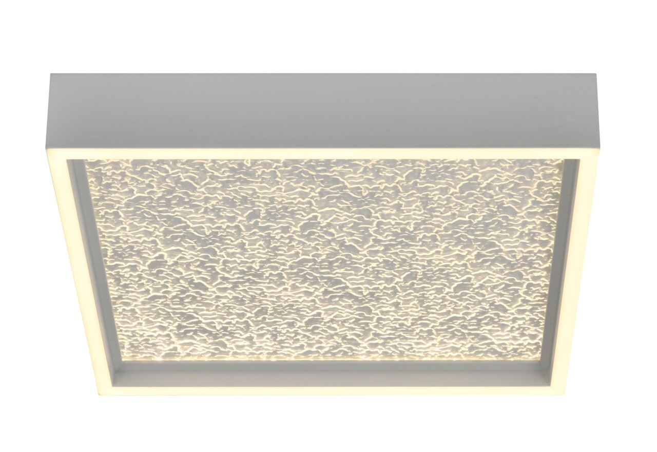 Vierkante led-plafondlamp met gestructureerd lichtveld, zijaanzicht
