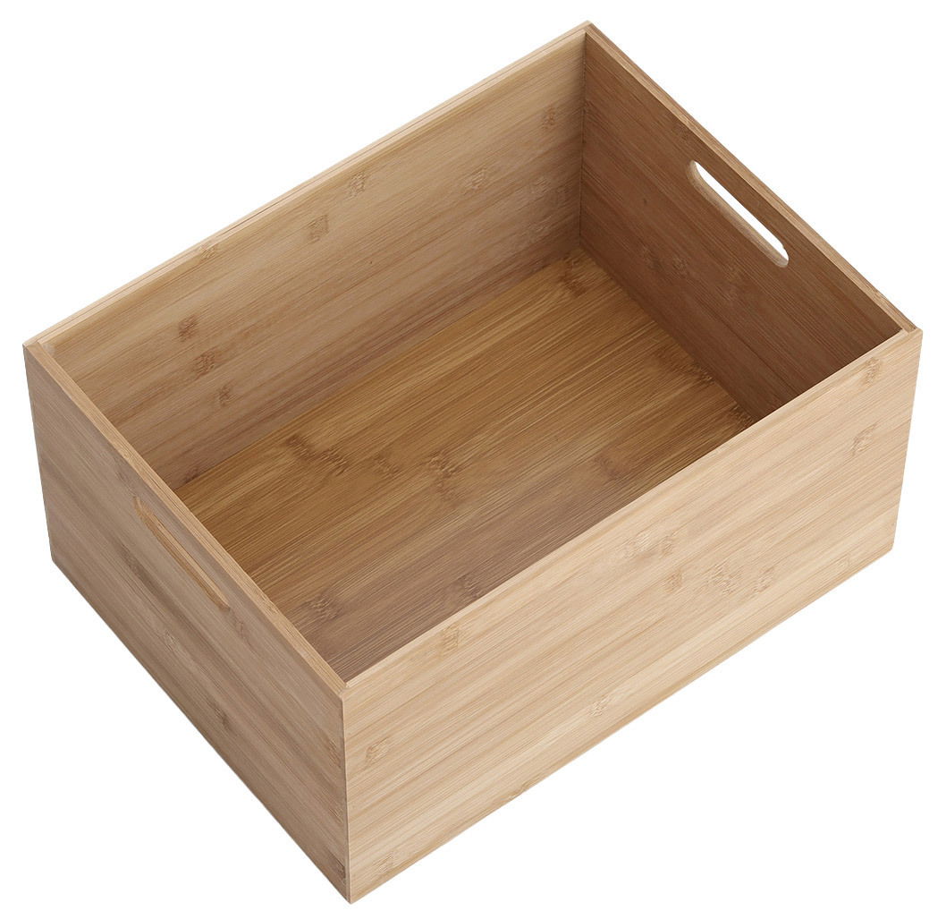 Aufbewahrungskiste aus Holz mit seitlichen Griffen, Perspektive von oben