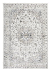 Teppich mit floralem Muster in Beige- und Grautönen, Draufsicht