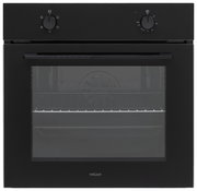 Schwarzer Einbaubackofen mit zwei Drehknöpfen, Frontansicht