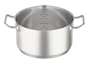 Edelstahl-Kochtopf Expertiso 24cm mit Messskala, seitliche Perspektive