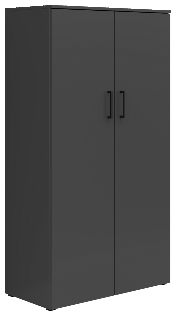 Carryhome Mehrzweckschrank MULTISTAURAUM Schwarzer Mehrzweckschrank mit zwei Türen und schwarzen Griffen, Frontalansicht