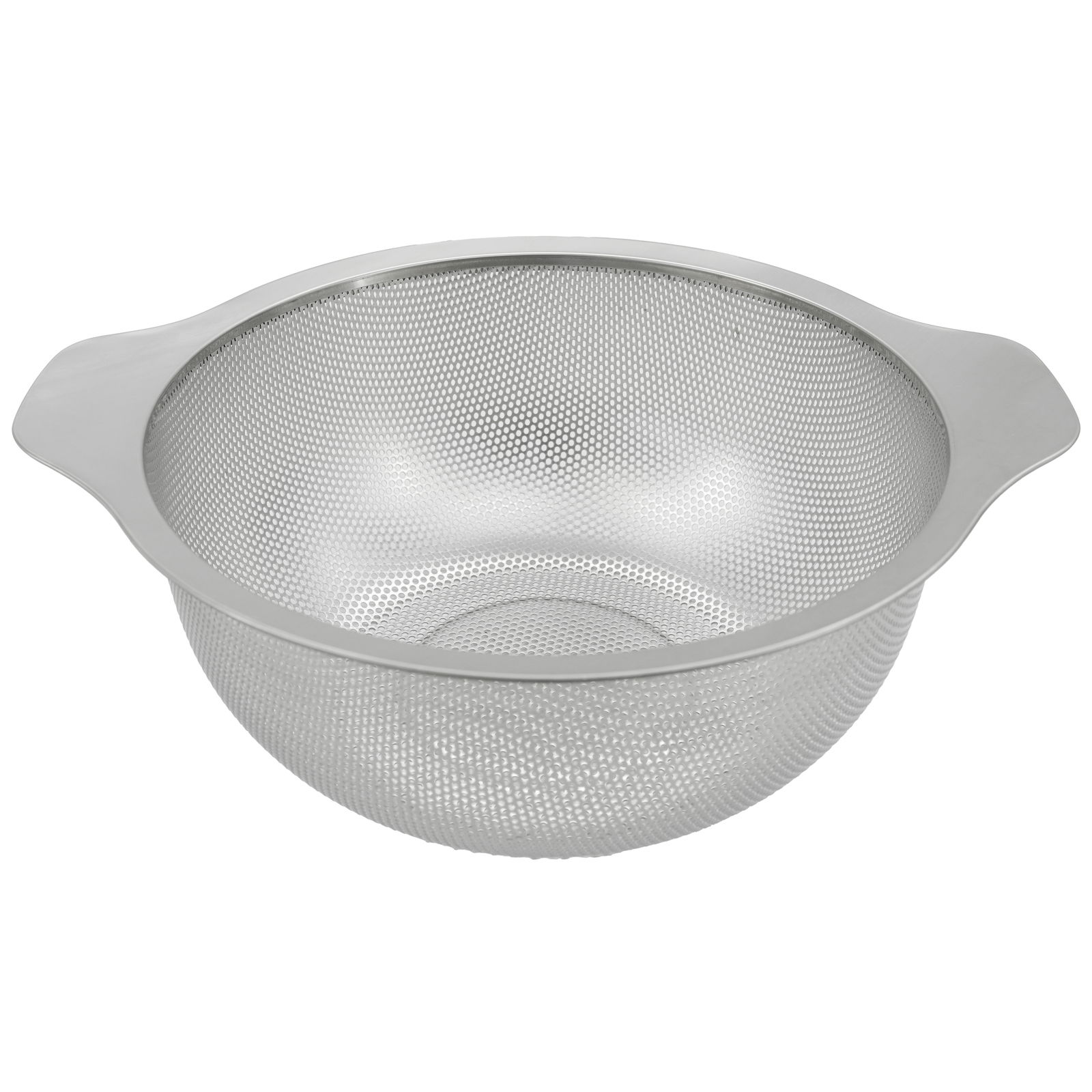 Metallsieb mit Griffen, seitliche Perspektive