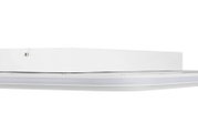Witte, ronde led-plafondlamp met vlakke lichtverspreider en metalen behuizing, close-up in zijaanzicht.