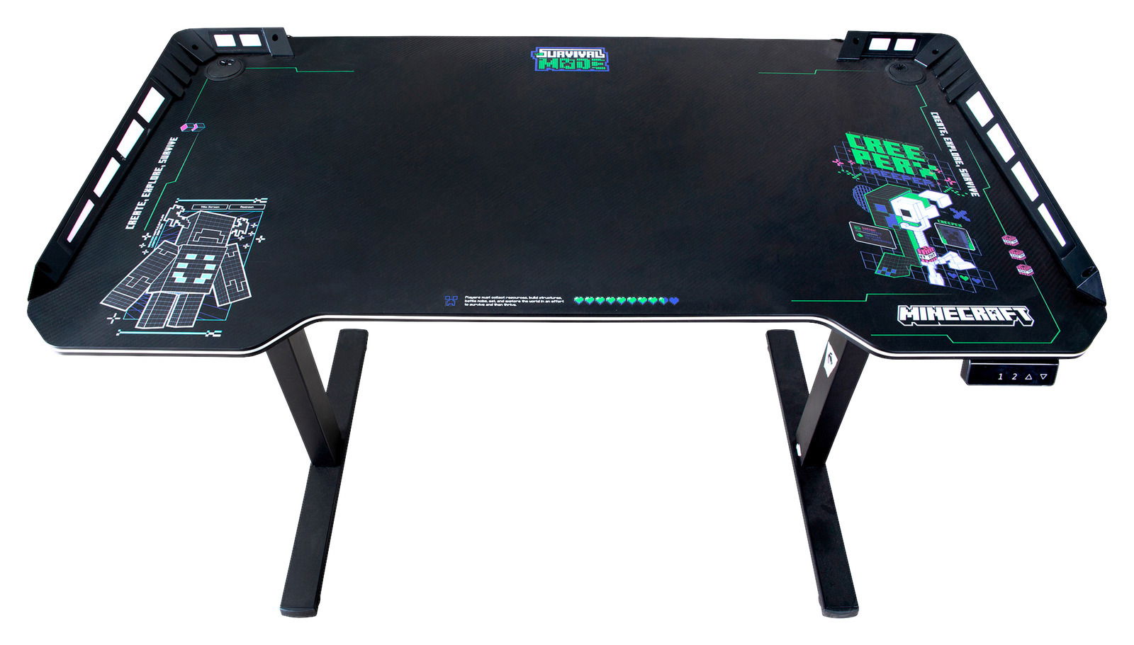 Gaming-Tisch mit Minecraft-Design, Ansicht von oben