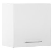 Weißer Hängeschrank mit Metallgriff, frontale Perspektive