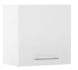 Weißer Hängeschrank mit Metallgriff, frontale Perspektive