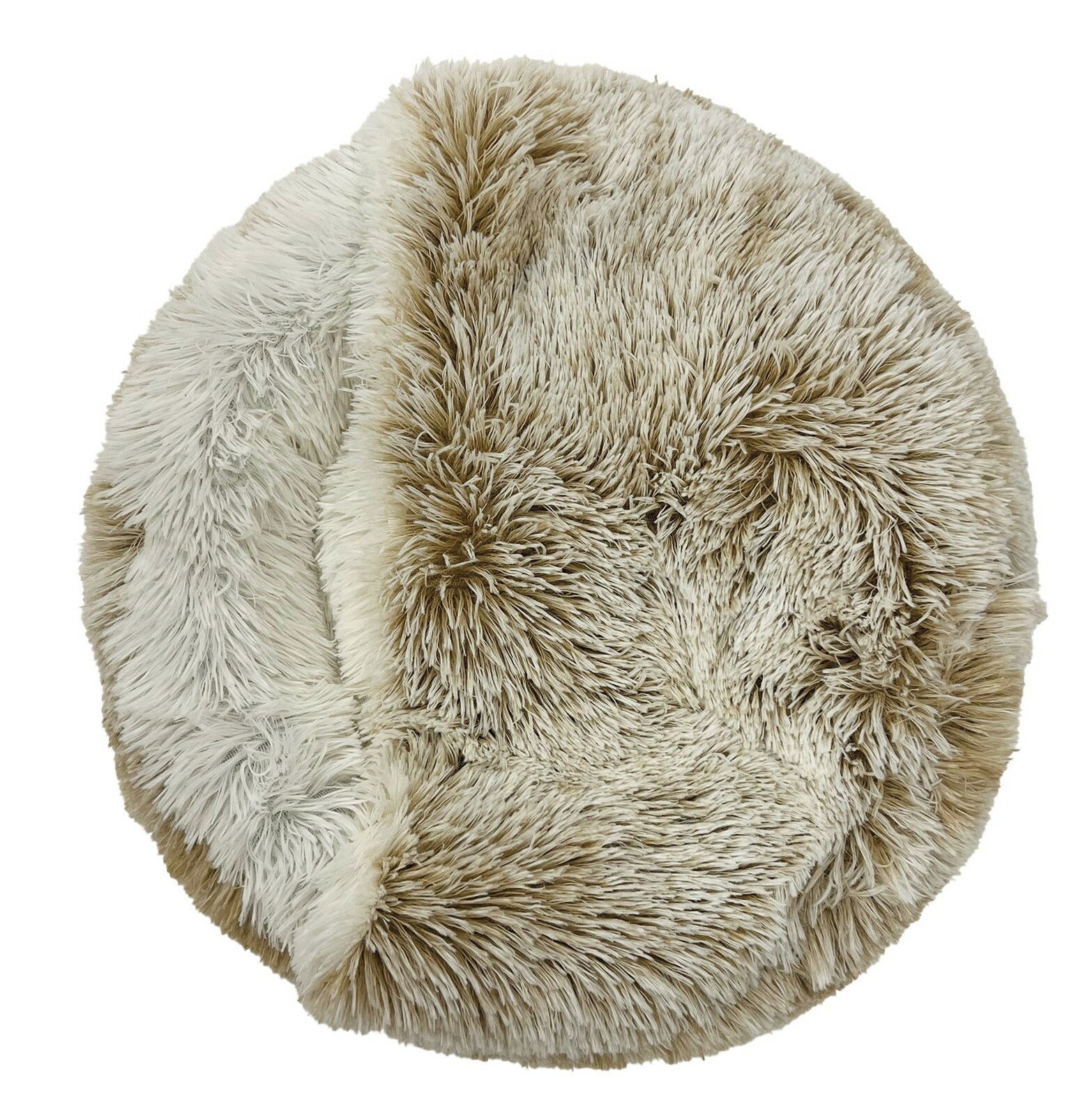 rogon Haustierbett SAMSON Rundes, flauschiges Haustierbett in beige und creme aus der Vogelperspektive