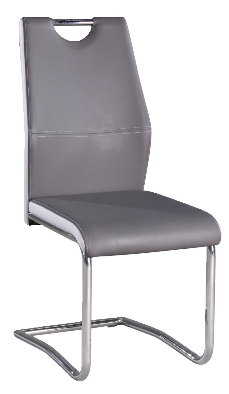 Osca Schwingstuhl NORBERT Moderner grauer Schwingstuhl mit verchromtem Gestell, seitliche Perspektive