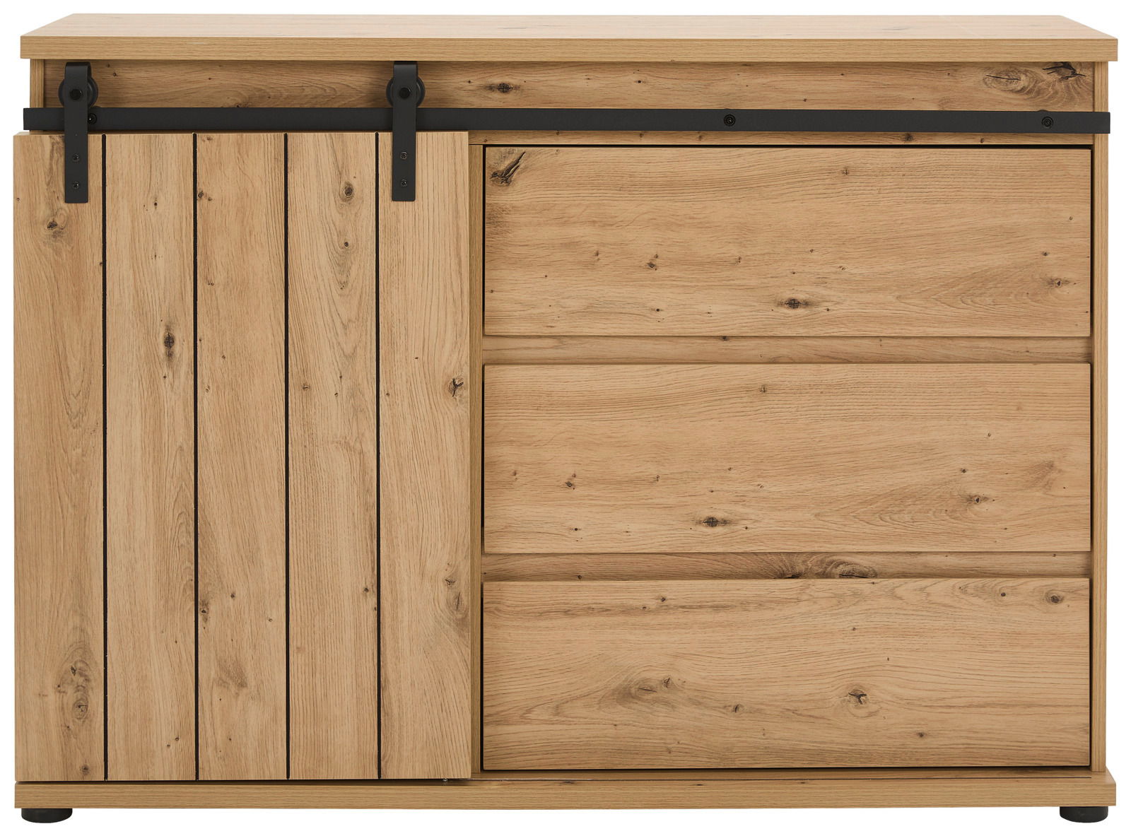 Kommode aus Holz mit Schiebetür und Schubladen, Frontansicht