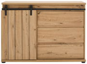 Kommode aus Holz mit Schiebetür und Schubladen, Frontansicht