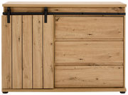 Kommode aus Holz mit Schiebetür und Schubladen, Frontansicht