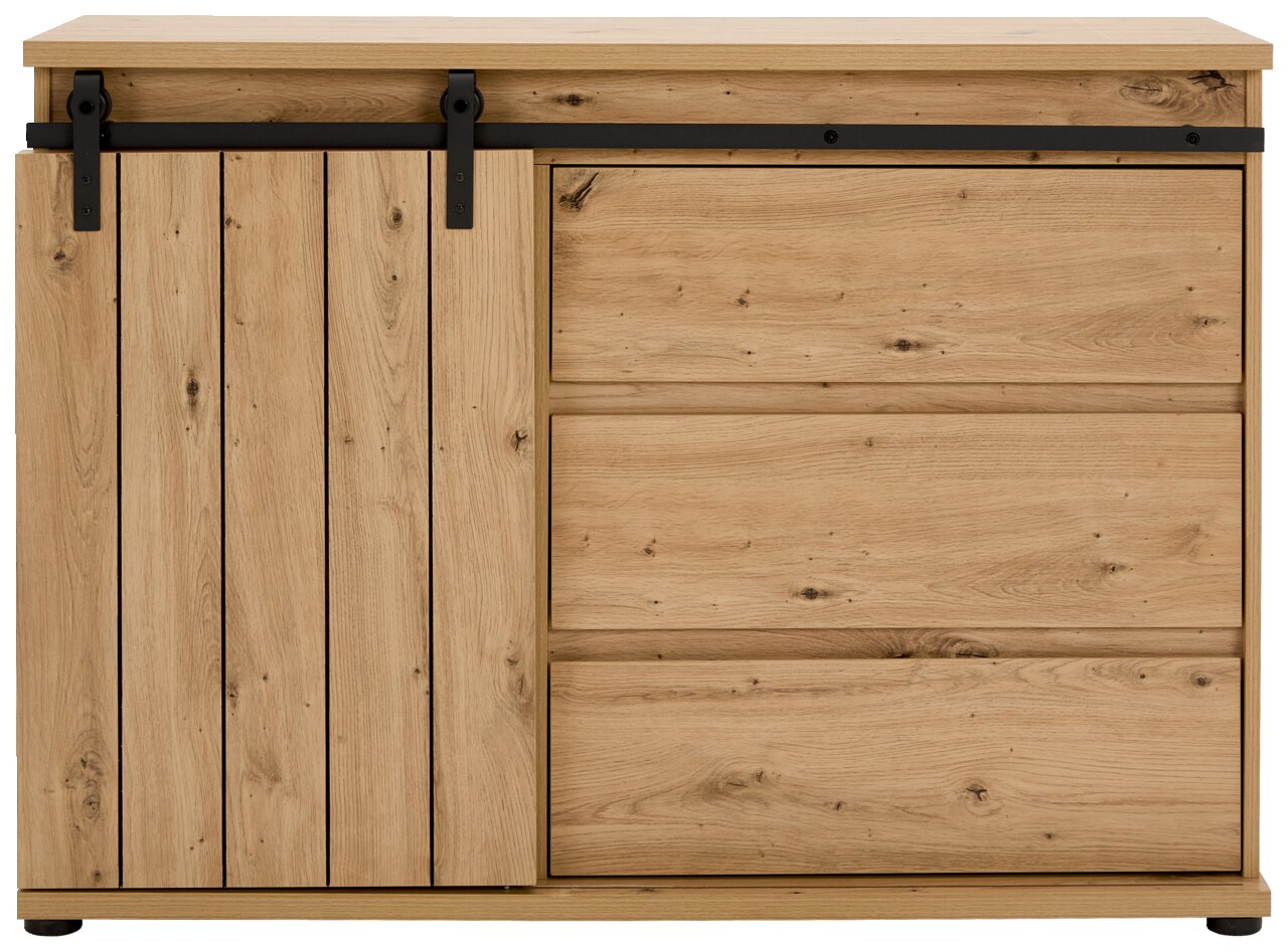 Kommode aus Holz mit Schiebetür und Schubladen, Frontansicht