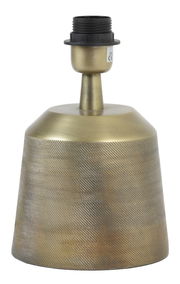 Lampenfuß aus Metall in goldener Farbe mit strukturierter Oberfläche, seitliche Perspektive