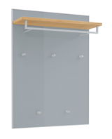 Garderobenpaneel VORTINA mit Holzablage und Haken, seitliche Perspektive