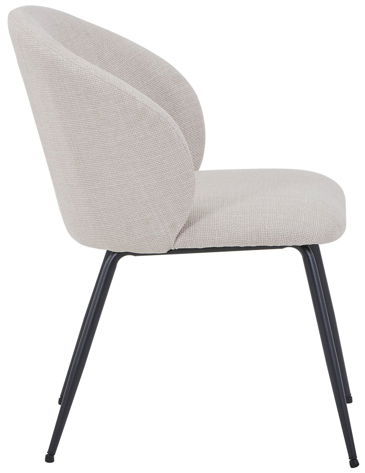 Z2 Stuhl GRAZ Moderner Stuhl mit hellgrauem Stoffbezug und schwarzen Metallbeinen, Seitenansicht