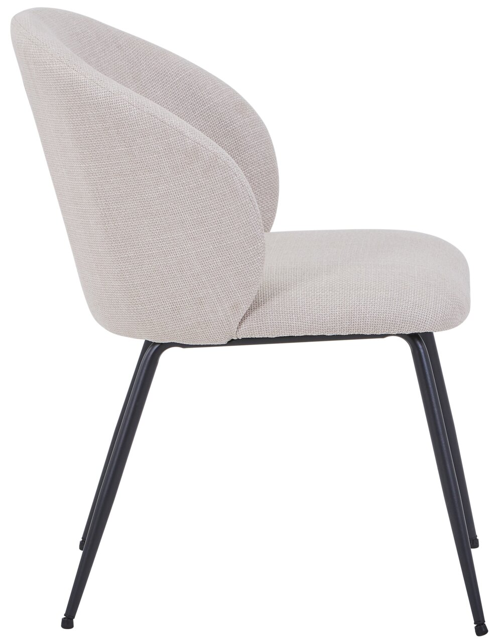 Z2 Stuhl GRAZ Moderner Stuhl mit hellgrauem Stoffbezug und schwarzen Metallbeinen, Seitenansicht