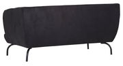 Rückansicht eines schwarzen 2-Sitzer Sofas mit Metallbeinen.